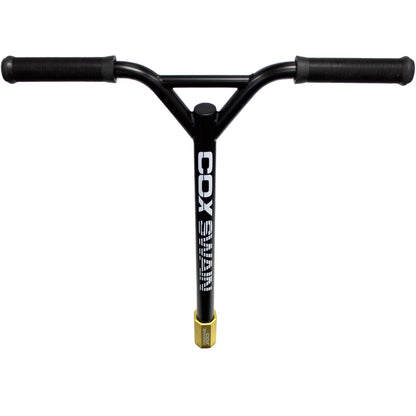 Cox Swain Stunt Scooter X-385, SCS compression, CNC fork, 100mm PU/aluminum wheels, ABEC 9, for kids + adults, beginners + pros, super stable - black/gold