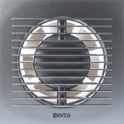 EUROPLAST Ø 150mm bathroom fan with humidity sensor and timer. Quiet plastic ventilator in silver.