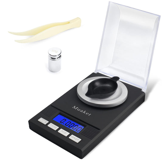 Muaket Pocket Scale, 50g / 0.001g Digital Scale with LCD Display, Professional Milligram Scale, Portable Scale, Lab Scale, Gold Scale, Postal Scale, MG Scale