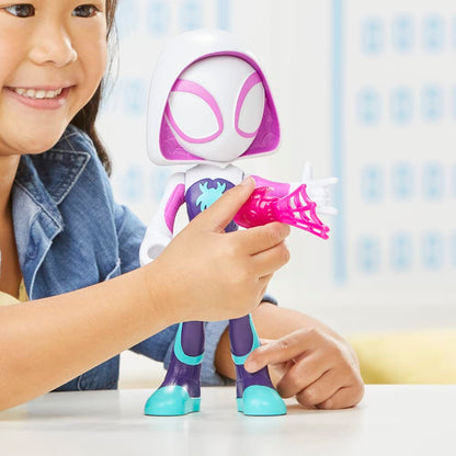 Marvel Spidey and His Super Friends 22.5cm Super Size Ghost-Spider Action Figure with Movable Head & Arms, Web Accessories - Preschool Toy for Kids 3 Years and Up - Featured on Disney+