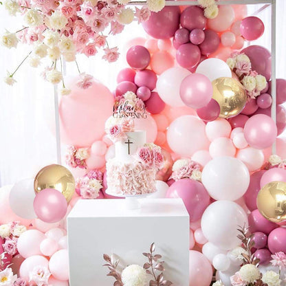 Balloon Garland Pink White Gold UNOEYSAT 120pcs Balloon Garland Set Helium Latex Balloons 4D Confetti Balloons for Girls Women Birthday Wedding Baby Shower Bachelorette Party Decor