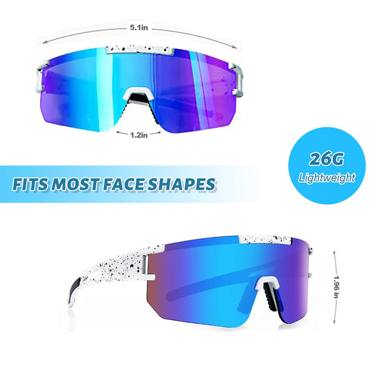 Rapidly Fast Glasses Rave Polarized Sports Sunglasses Cycling Glasses Men Women Sport Sunnies UV400 Protection Cycling Running Golf (White and Blue)