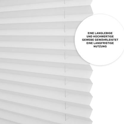 Pleated blind without drilling 35 cm x 200 cm - White - Pleated blind with clamp, roller blinds for windows without drilling, window blinds for indoors, sheer blind, window pleats.