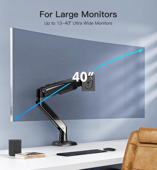 HUANUO Monitor Mount for 13 to 40 inch screens, Adjustable monitor arm holds 2-12 kg, Adjustable screen holder with USB port, High monitor stand supports VESA 75/100 mm.