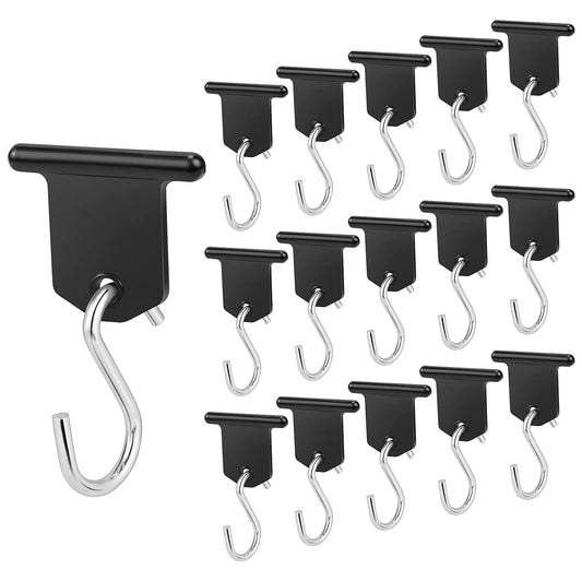 Homgaty Awning Rail Hooks, 16 Set RV Awning Hooks Camping Awning Rail Accessories for Motorhome, Caravan, Christmas Party, Camping Tent, Indoor and Outdoor Decoration (Black)