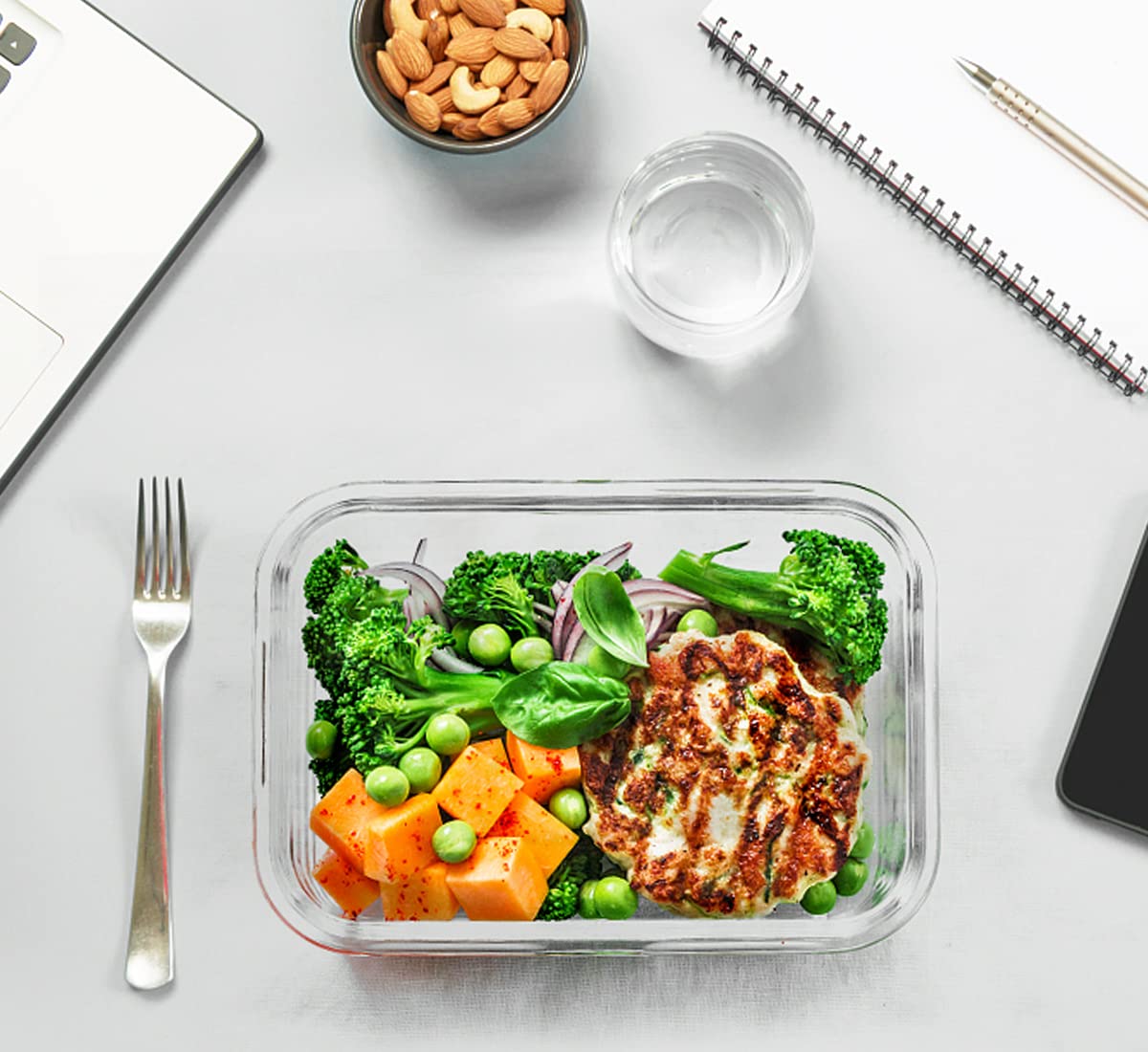 MCIRCO Glass Food Storage Containers 30 Pack [15 containers + 15 lids] - Glass canisters - Clear lids - BPA free - for home kitchen or restaurant