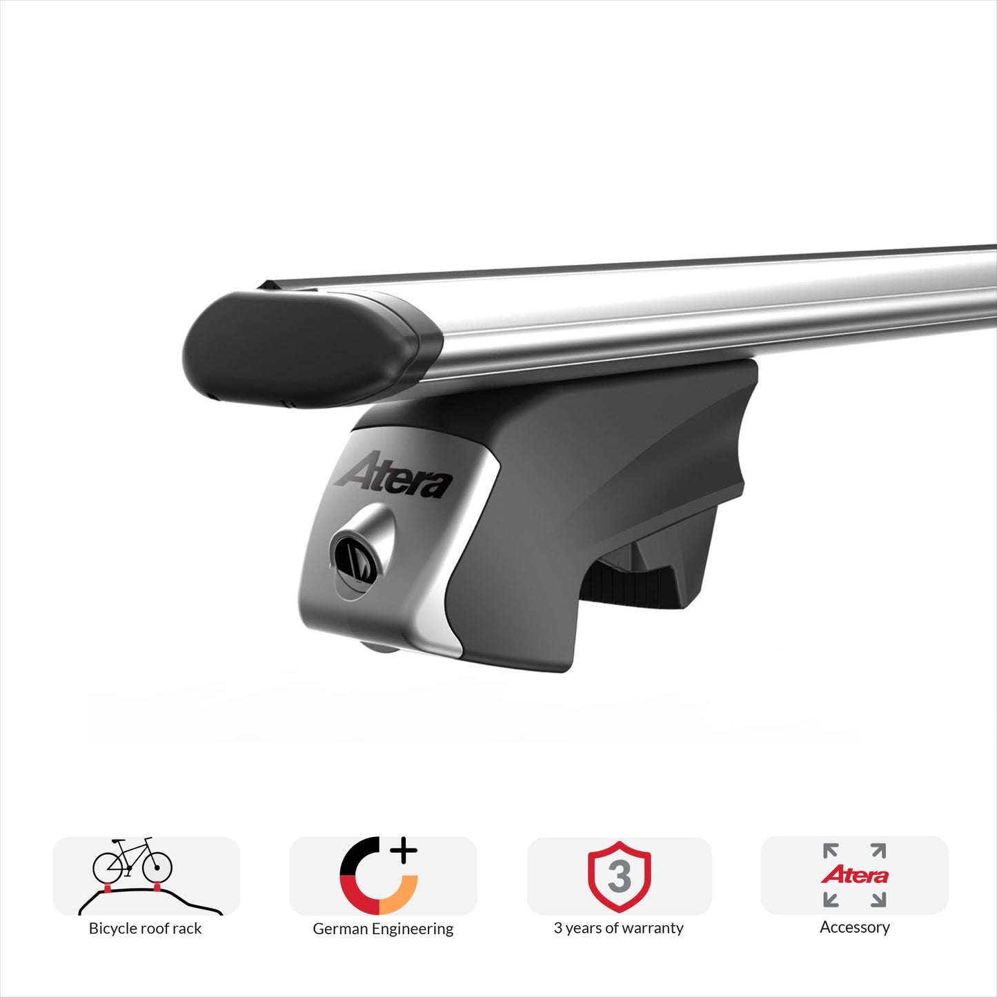 Atera 048522 Car Roof Rack Signo RTD - Aluminium Aero Profile silver - for cars with flush roof rails - 122 cm
