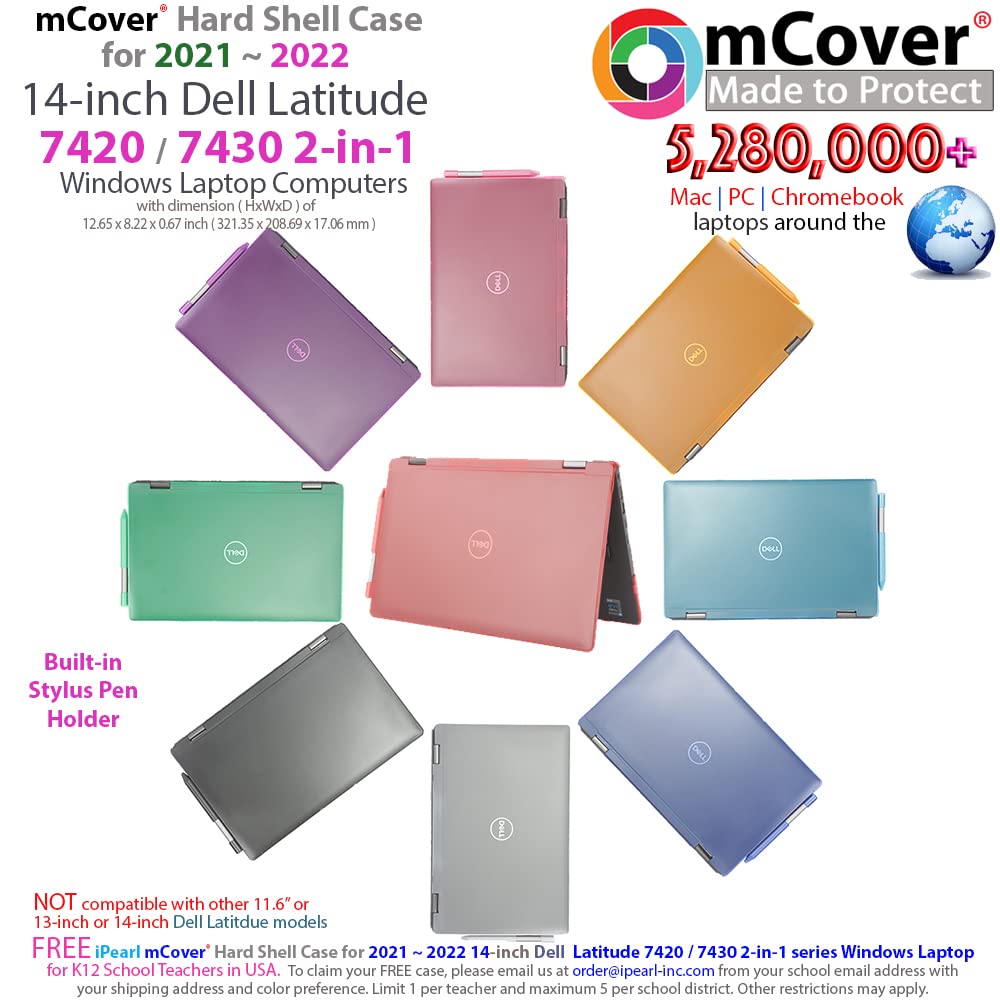 mCover case only compatible with Dell Latitude 7420 7430 Laptop (2021 - 2022) or 2-in-1 Windows Notebook Computer (not suitable for other Dell models), Black