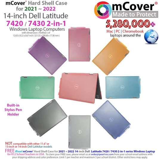 mCover case only compatible with Dell Latitude 7420 7430 Laptop (2021 - 2022) or 2-in-1 Windows Notebook Computer (not suitable for other Dell models), Black