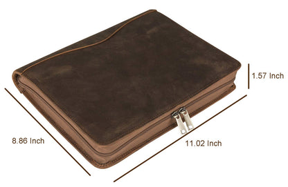 Conference folder A5, leather document case with a5 clipboard/note pad, document organizer folder for iPad Pro 9.7/10.5/11 inches, business/meeting/school folder.