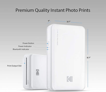 Kodak Mini 2 HD Wireless Mobile Instant Photo Printer with 4 Pass patented printing technology (Blue) - Compatible with iOS & Android devices - Real Ink in an Instant