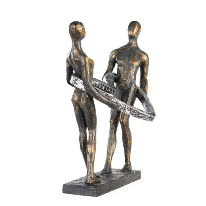 Casablanca - Decorative sculpture figure Connected - made of poly bronze-colored couple H 31 cm