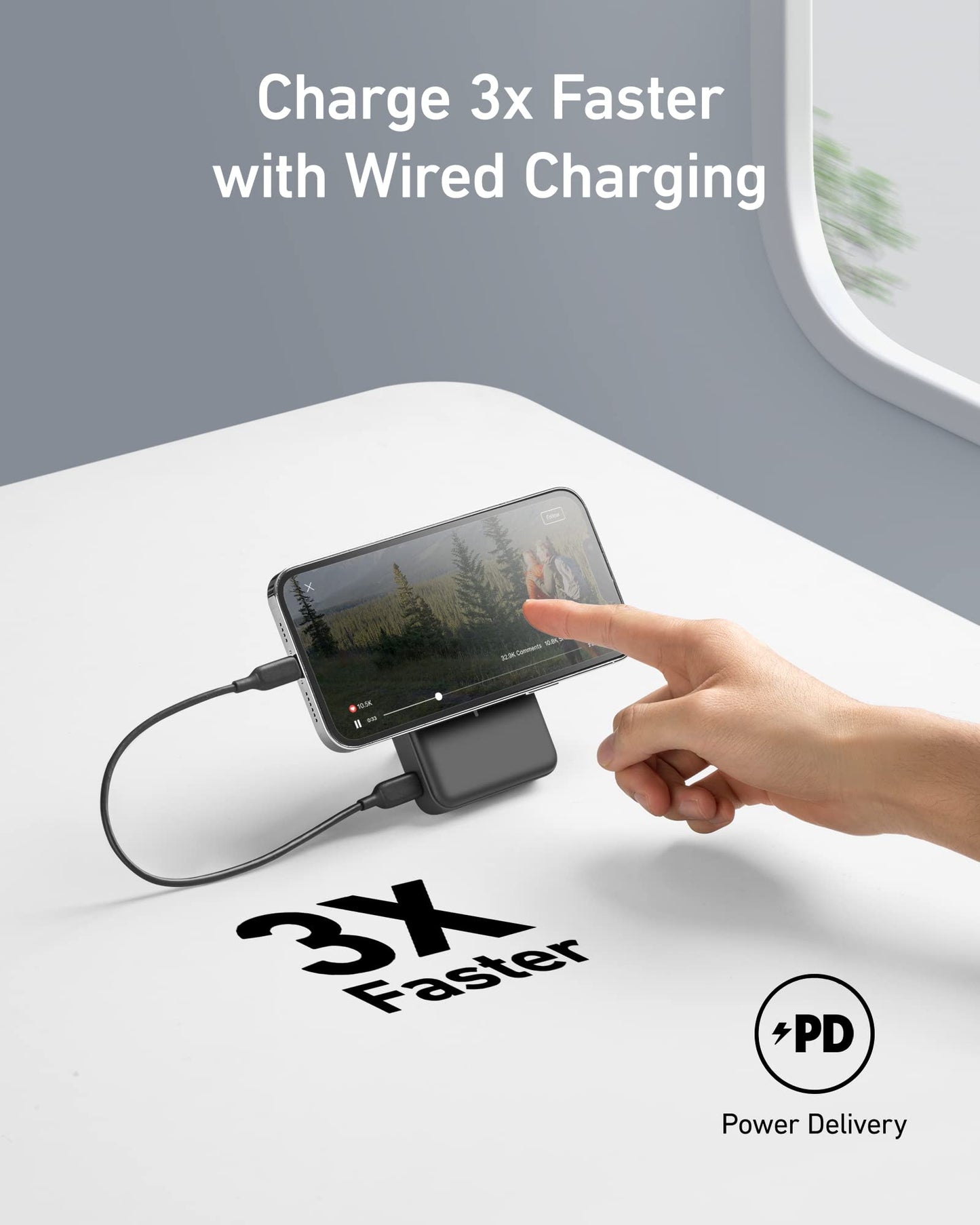 Anchor 633 Magnetic Power Bank, 10,000mAh folding magnetic wireless power bank. Only compatible with iPhone 17/16/15/14/13/13 Pro / 13 Pro Max / 12/12 Pro and 12 Pro Max.