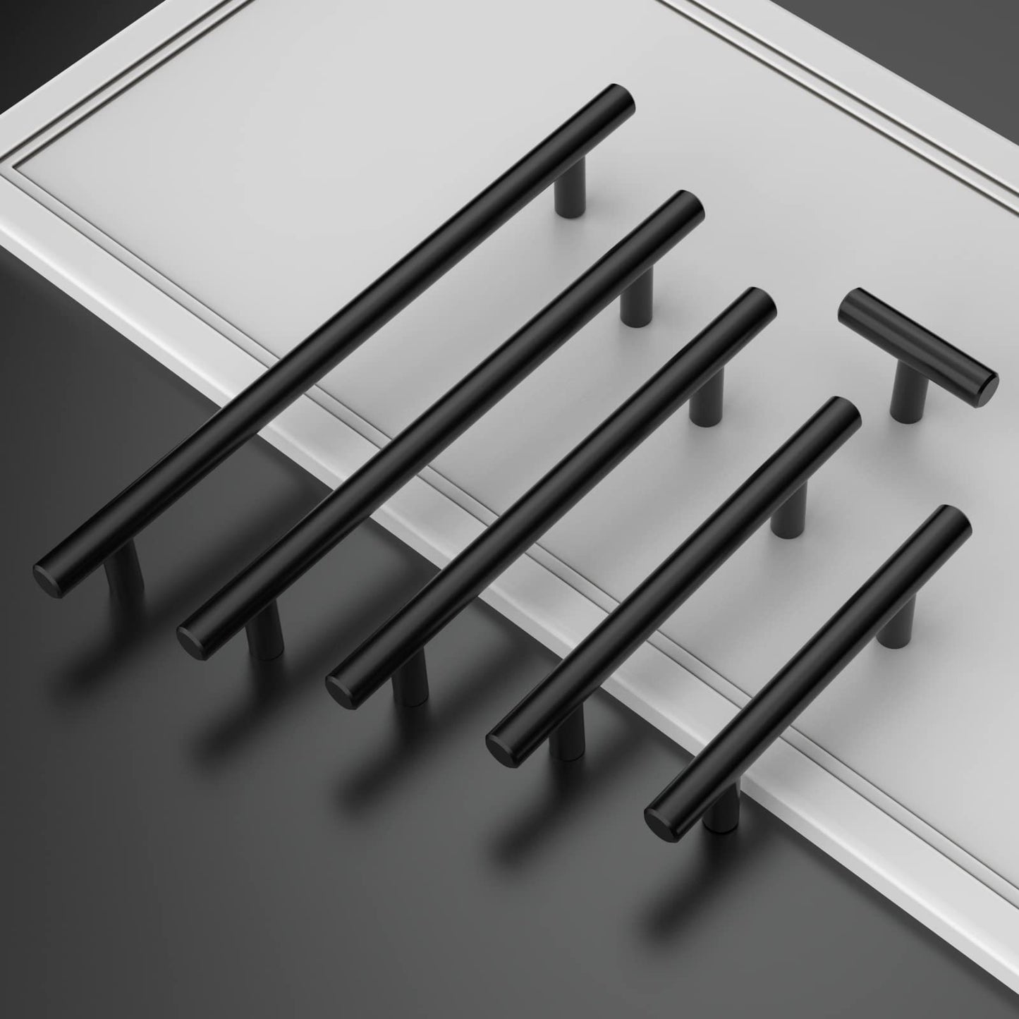 Amerdeco 20pcs Furniture Handles Stainless Steel Black 160mm Hole Distance Cabinet Handles for Kitchen, Drawers & Wardrobe UK0024