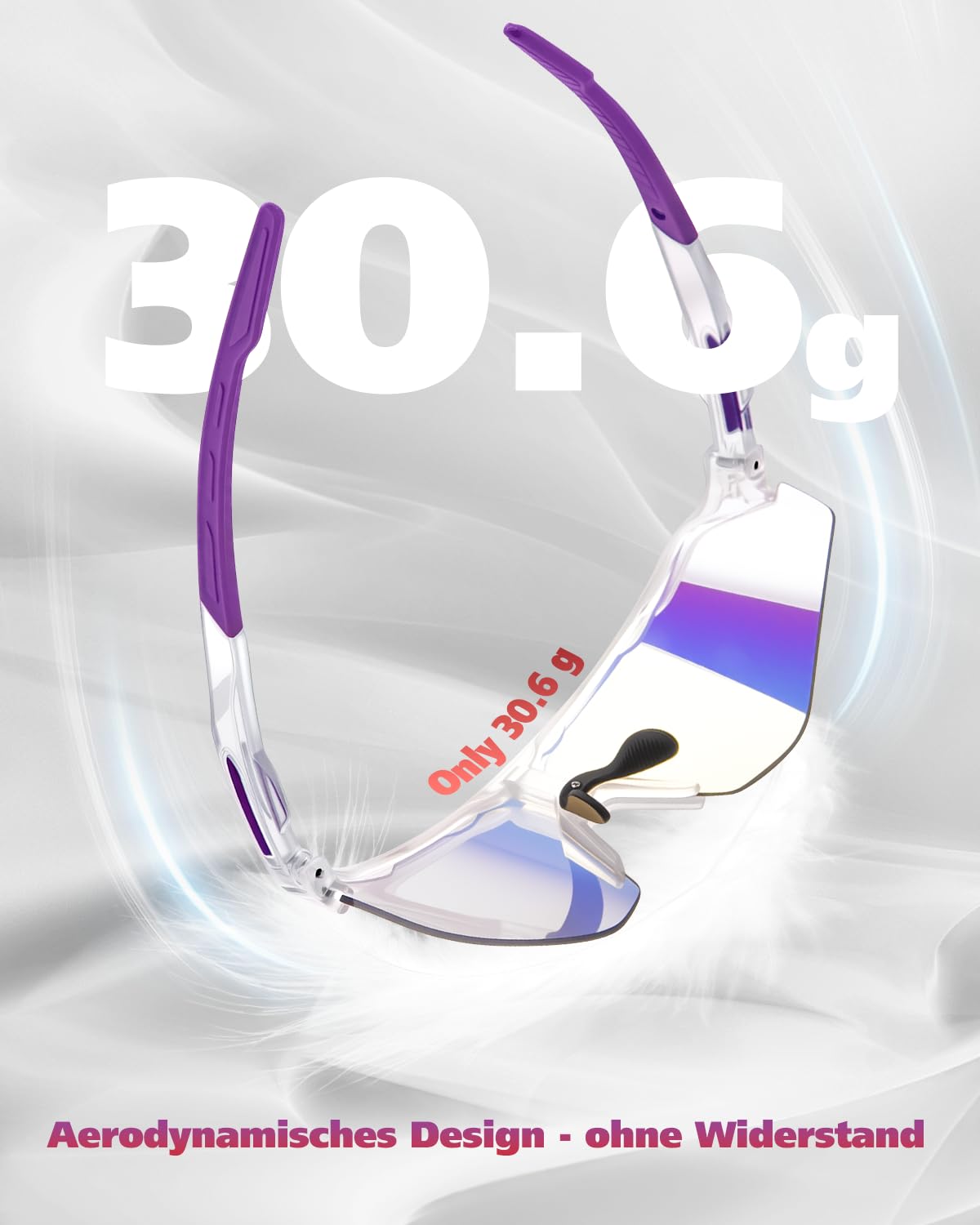 Winyoher Self-Tinting Bike Glasses for Women, Photochromic Frame, Fast Sports Sunglasses for Men, UV400 Running Glasses for Beach Volleyball, Cycling - Purple