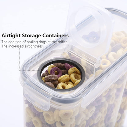 LUFEVRM 2.5L storage containers with lid, 4-piece airtight kitchen storage box sets, BPA-free plastic cereal dispensers for dry goods like cereal, flour, sugar, includes 24 labels.