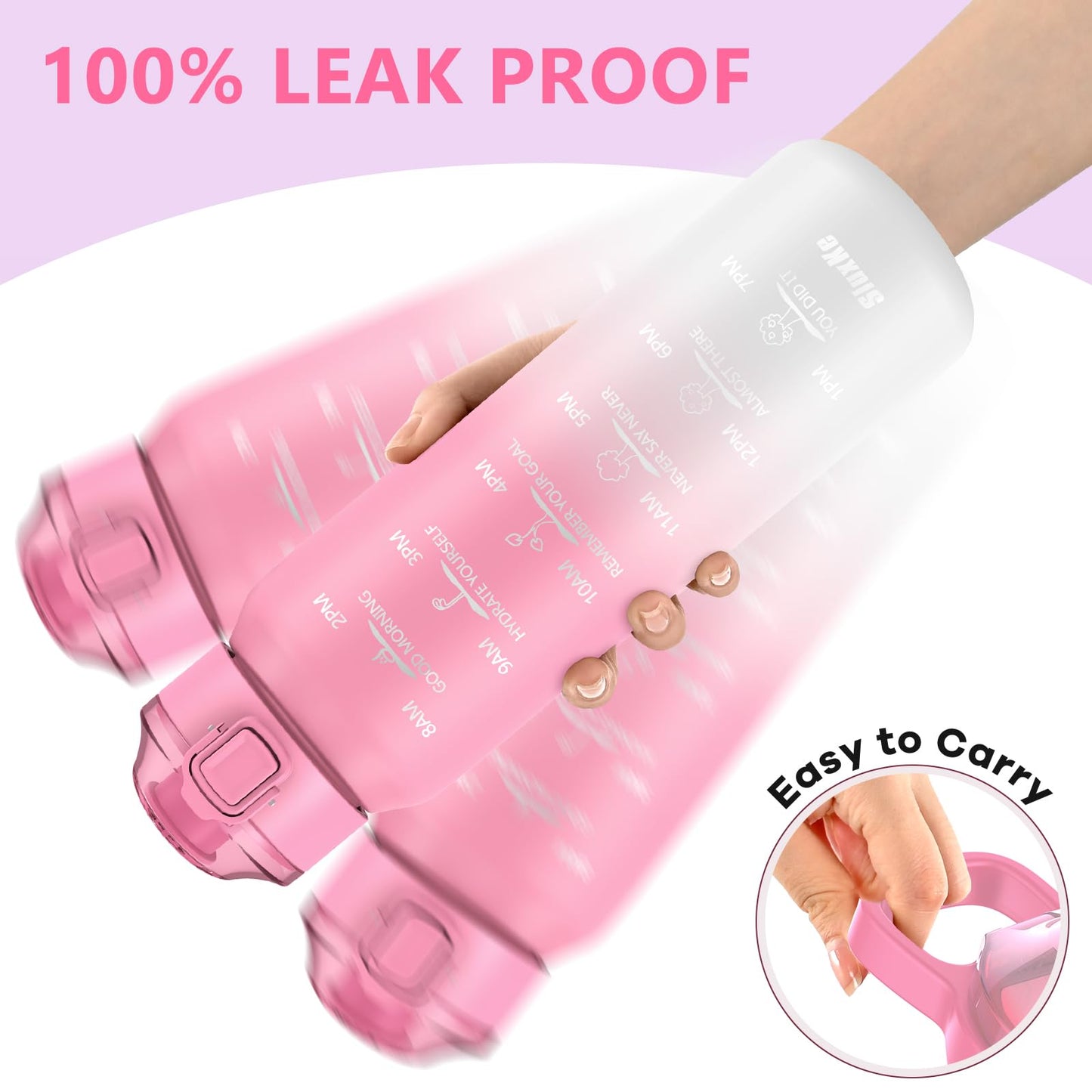 SLUXKE Stainless Steel Sports Water Bottle with Straw 700ml, [18/10 Stainless Steel] Bottle with 2 Lids, Leakproof Double Wall for Outdoor, Work, Kids (Pink White)