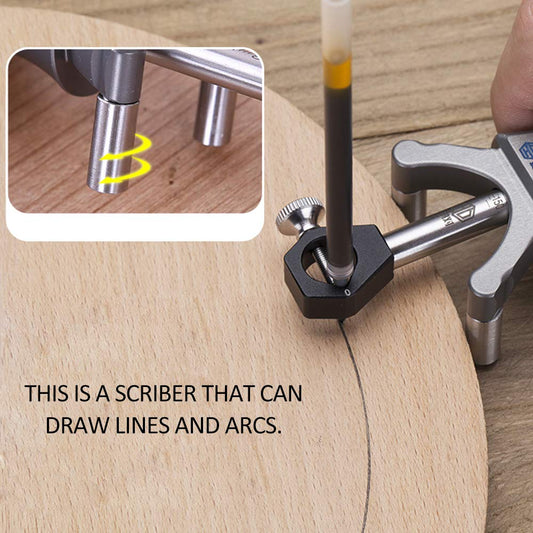 Vislone scribing tool, DIY wood dual-purpose scribing tool for drawing lines and arcs, multifunctional aluminum alloy scribe tool (Type 1)