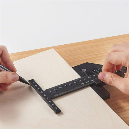 Precise T-shaped ruler, multifunctional aluminum alloy ruler, black measuring ruler for woodworking, construction rulers.