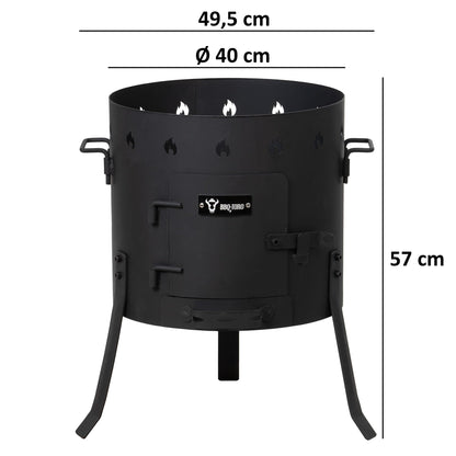 BBQ-Toro cast iron kazan 16 liters with kazan oven Ø 40 cm | XXL cast iron pot with lid, cast iron pot | goulash kettle, fire kettle, outdoor oven | fire stove, one-pot oven, fire pit, utschak