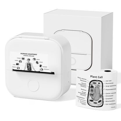 Phomemo T02 Mini Printer, photo printer for smartphones, with 1 roll of printing paper, 203dpi mobile sticker thermal printer, portable pocket inkless sticker printer for IOS & Android.