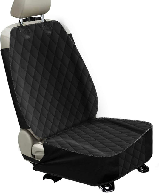 Alfheim non-slip front car seat cover for dogs, rubber backing scratch-resistant pet car protection with anchor, fits most trucks, vans, and SUVs, black