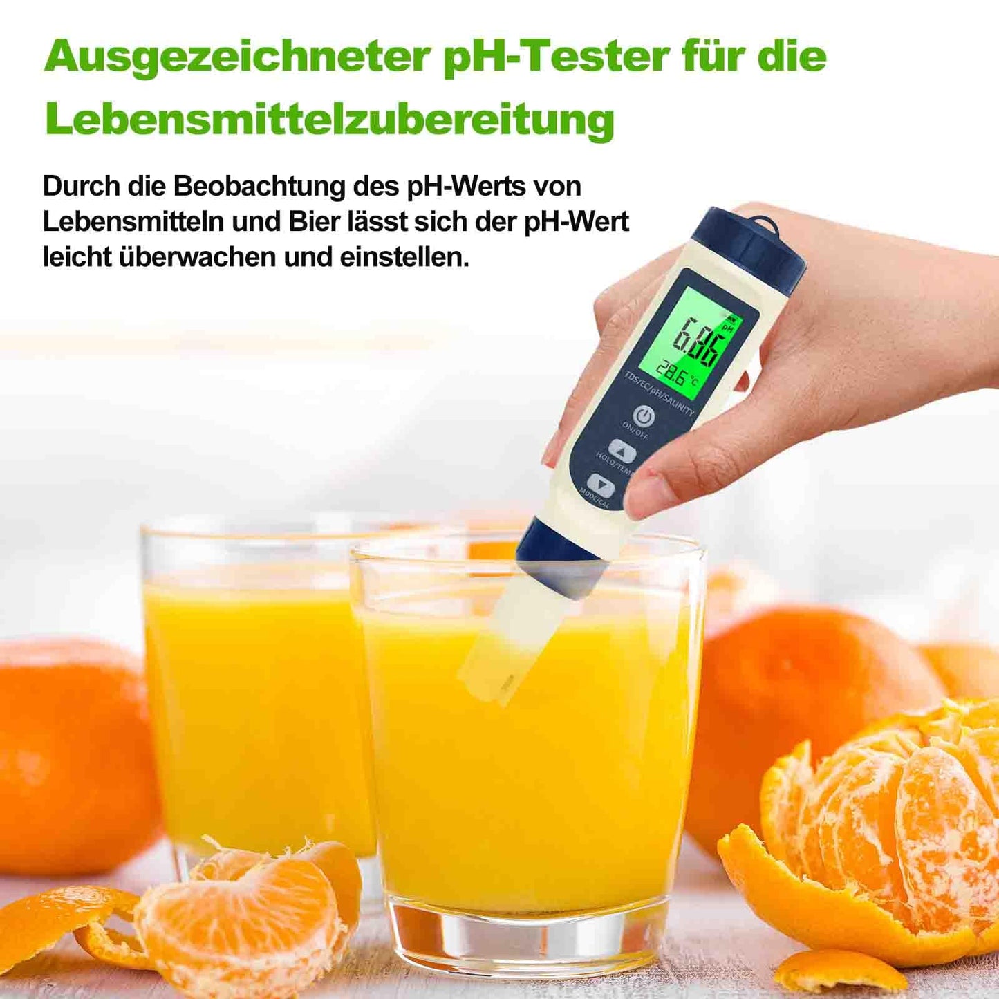 pH meter water, 5 in 1 pH/TDS/EC/Salinity/Thermometer tester with LCD display. Automatic temperature compensation, high precision for testing drinking water, pools.