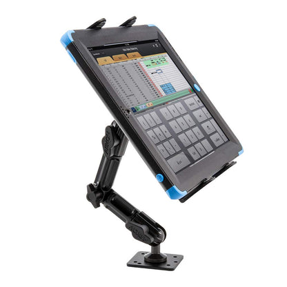 ARKON Heavy Duty Tablet Mount with Adjustable Arm for Tabletops, Cars, Vehicles, Walls, compatible with Apple iPads and Samsung Tablets.
