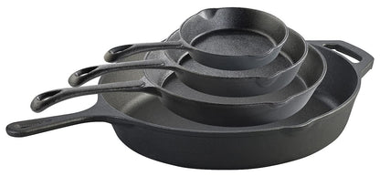 Tornwald-Schmiede Cast Iron Pans: 4-piece set of cast iron pans with Ø 12.5/16.5/21 and 30 cm each (cast iron pans for grills, grill pan, cast iron).