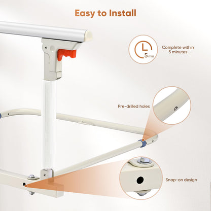 Ixdregan Bed Rail for Elderly Safety, Foldable Bed Assist Rail Handle, Fall Prevention Handrail for Seniors, Fits King, Queen, Full, Twin (4 handrails)