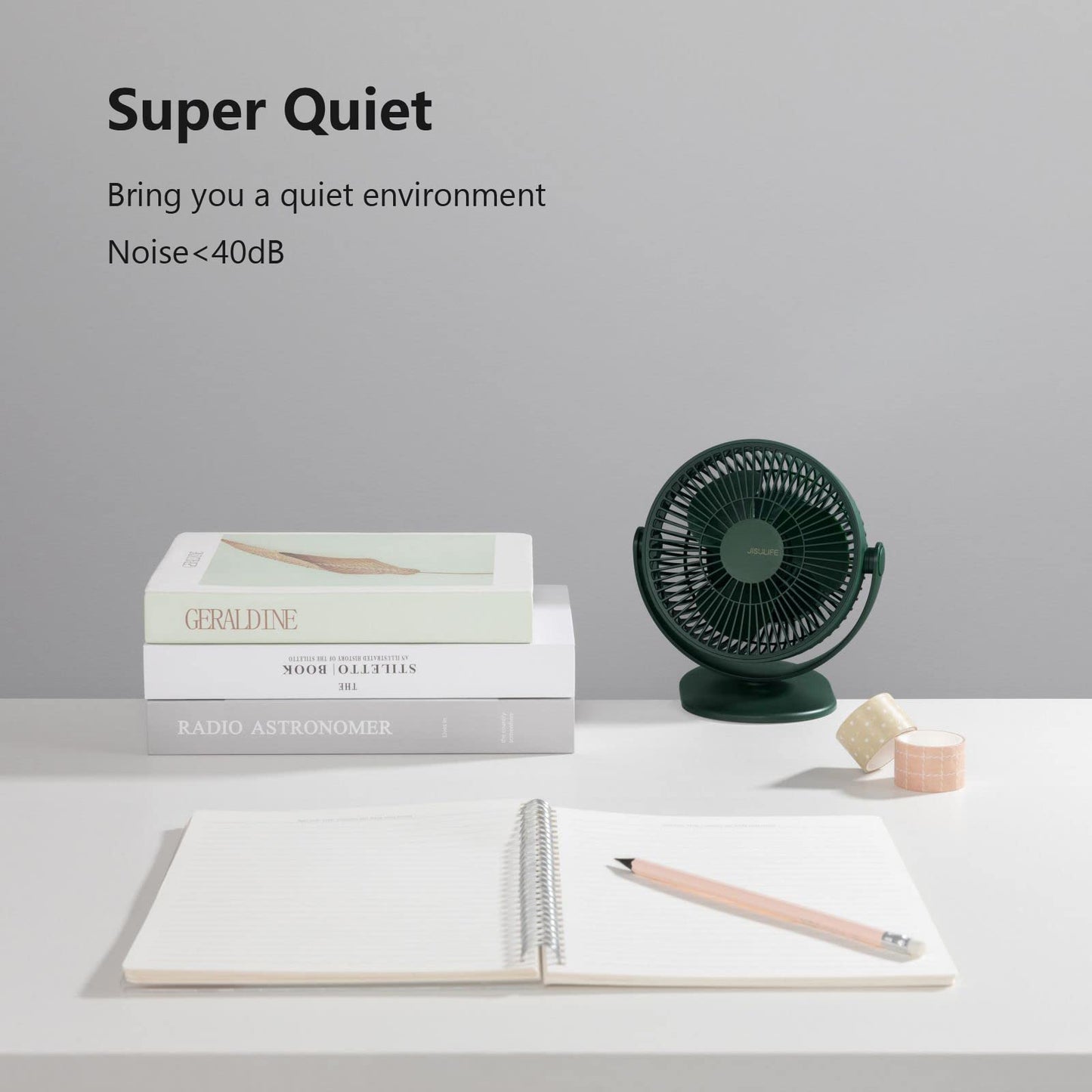 JISULIFE Clip-on Table Fan, Mini Stroller Fan, 4000mAh USB Small Fan with 16 hours, 4 modes Quiet Battery Fan for Outdoor Camping Golf Cart Indoor Treadmill - Green