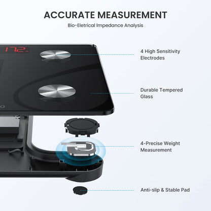 RENPHO Body Fat Scale 220lb, Digital Bathroom Scale, Smart Bluetooth Body Weight Scale, Body Composition Health Analyzer with App, 11.8in, Elise 1