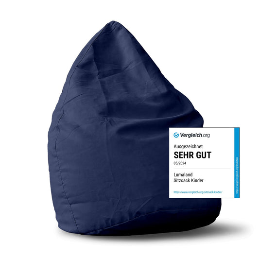 Lumaland bean bag chair Luxury 60x45cm | Microvelour beanbag with extra soft & durable fabric | For adults & children | Ideal for children's rooms | Armchair & chair bean bag [Dark Blue]