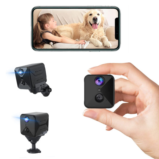 Javiscam Mini Camera, 4K Surveillance Camera, Indoor Surveillance Camera, WiFi Camera with Live Streaming to Mobile, Cameras with High-capacity 2800mAh Battery, Motion Detection, Night Vision, SD/Cloud Storage