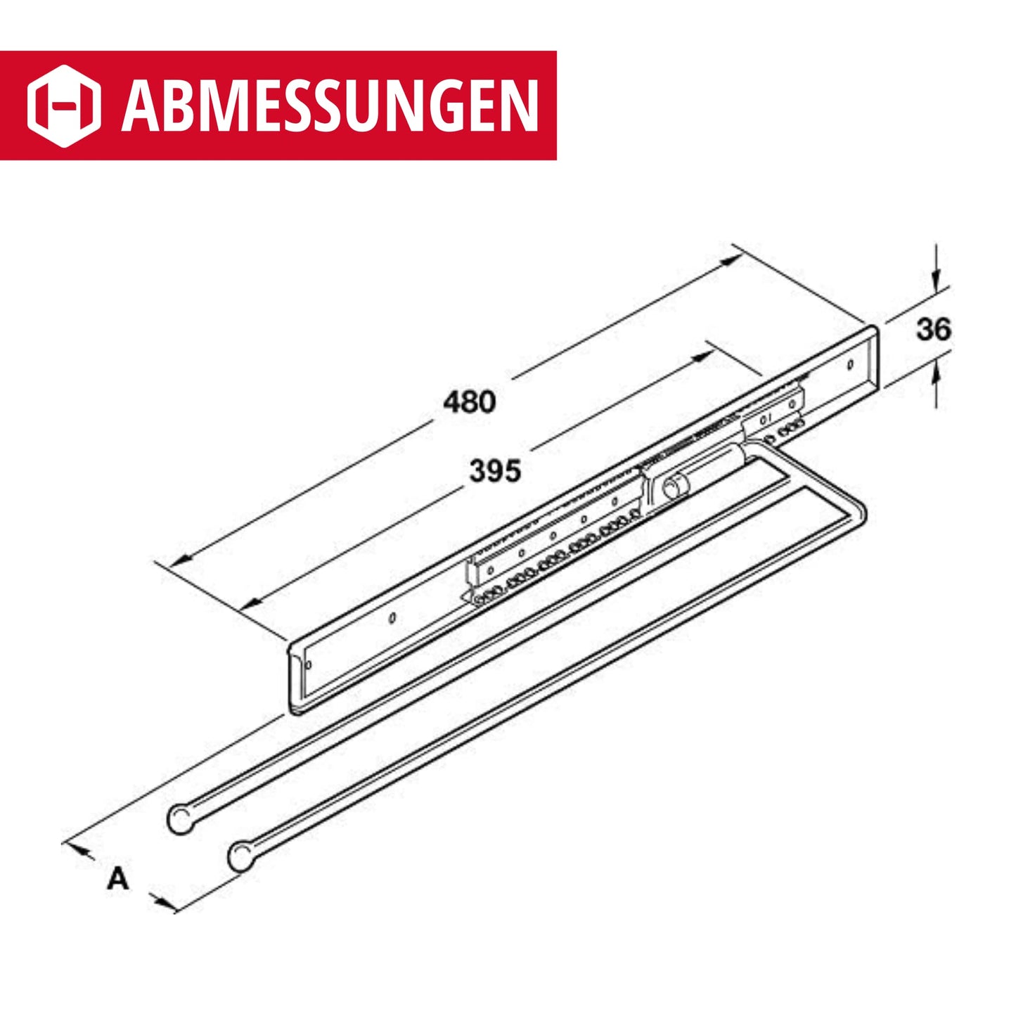Gedotec Towel Holder | H6008 | 2-armed extendable towel pull-out | 1 piece | Dish towel holder length 465 mm in silver | Bathroom & kitchen cabinet towel rail swivel 90° | Made in Germany
