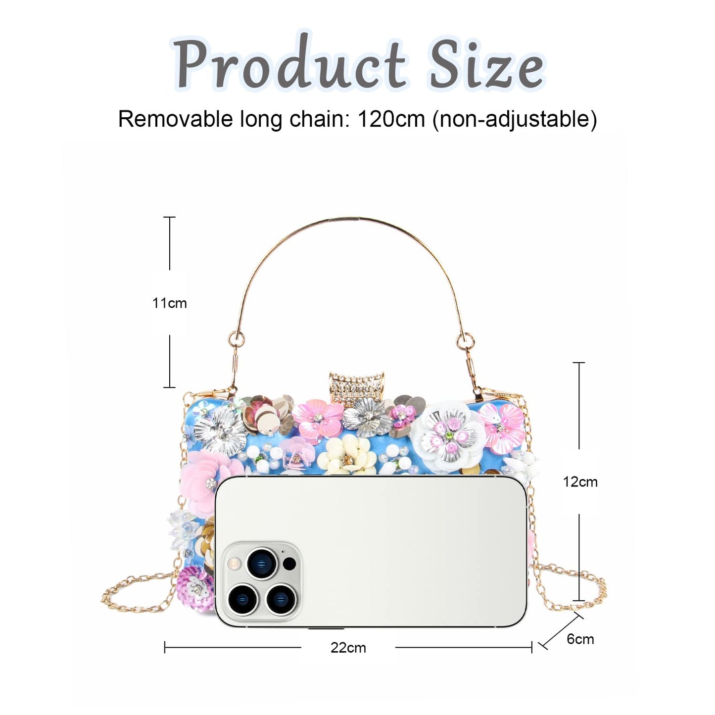 LHHMZ Women's Elegant Floral Evening Clutch Bags Floral Bead Wedding Tote Bags Bride Shoulder Handbags