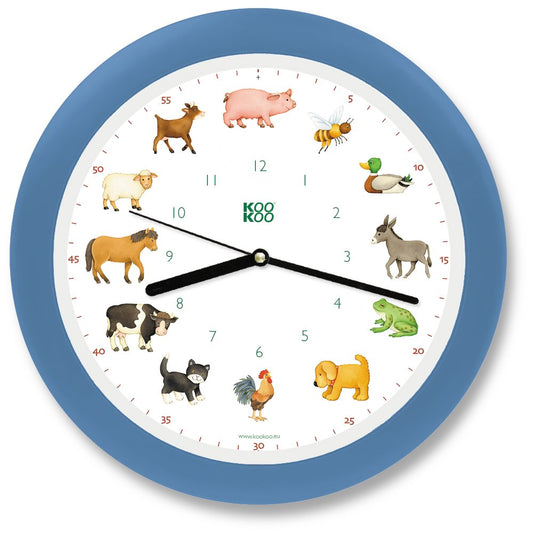 KOOKOO KidsWorld Sky-blue, farm clock with 12 real animal sounds from the countryside.