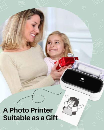Phomemo M03 Sticker Printer, Mini Printer for Smartphone Portable Thermal Printer, 53 and 80mm Instant Print, Compatible with Mobile Phones and Tablets, for Study, Photos, Scrapbooking, Stickers - White