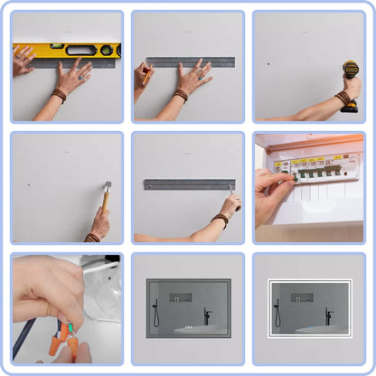 AQUABATOS 100x70 cm bathroom mirror with lighting LED wall mirror energy-saving. Dimmable touch switch + cool white 6400K + warm white 3000K + mirror defogger + IP44 + CE.