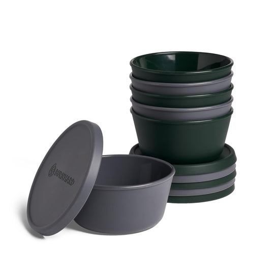 BURNHARD Pizza ball box with lid, airtight, set of 6 made of BPA-free silicone, stackable, temperature-resistant (-20 to 230 °C), ideal for proofing, freezing & baking.