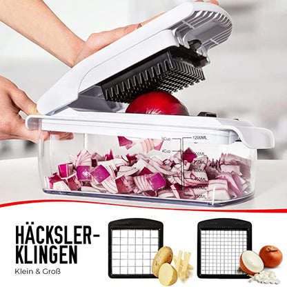 Vegetable slicer mandoline vegetable slicer cucumber slicer onion slicer potato slicer fruit slicer grater for vegetables and cheese julienne slicer (Deluxe All-in-1 White)