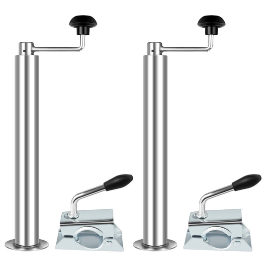 Kefflum trailer jack stand set, support foot trailer 2X support stands incl crank stands for trailer bracket and clamp holder for car trailer, trailer stands height 480mm-690mm, 2T load capacity.