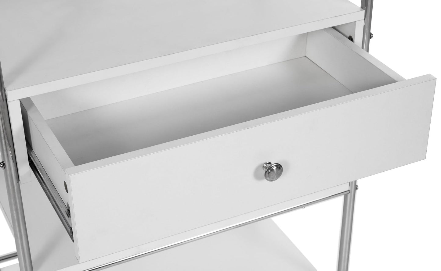 CLP rolling trolley PL912 I utility cart on wheels I cosmetics trolley with drawer and THREE shelves I multi-purpose trolley, color: white
