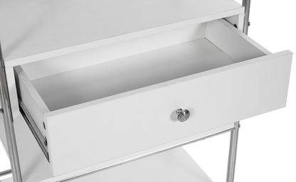 CLP rolling trolley PL912 I utility cart on wheels I cosmetics trolley with drawer and THREE shelves I multi-purpose trolley, color: white