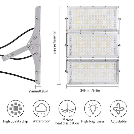 Viugreum LED floodlight 300W, IP66 waterproof with 315 bright, cool white LEDs (30,000 lm), updated waterproof & appearance aluminum LED floodlight.