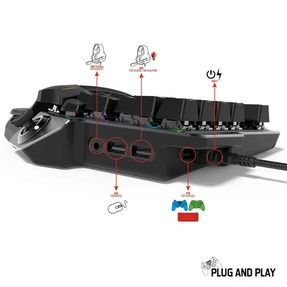 Spirit of Gamer - Xpert G900 Converter - Pack 3 in 1 RGB Keyboard + Mouse + Mousepad for PS4, Xbox S/X/ONE, and PC consoles - Opto-mechanical Keyboard with red switches - Mouse with 7 buttons and 3200 DPI.