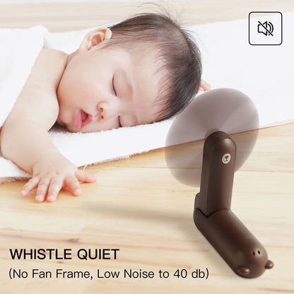 JISULIFE Mini Handheld Fan 3 IN 1, with 4500mAh Powerbank USB Battery Small, Battery Powered Max 37Hrs Runtime Portable Fan, Flashlight Function-Brown