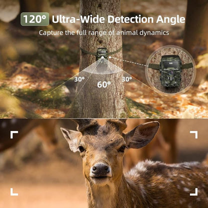 Seseno WiFi Trail Camera, 4K 60MP HD Wildlife Camera with Mobile Transmission APP, IP66 Waterproof Night Vision Camera Hunting Camera with Motion Sensor for Wildlife Monitoring with 32G Memory Card