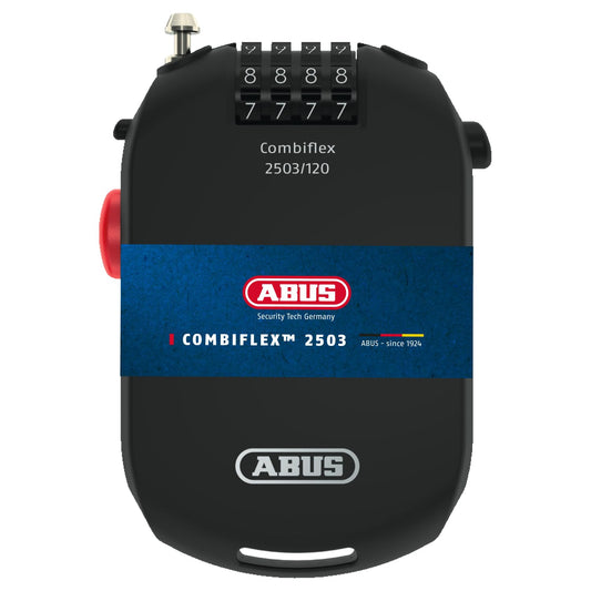 ABUS Special Lock Combiflex 2503/120 - Suitable for securing luggage, skis, helmets - 120 cm steel cable - with combination lock - Black