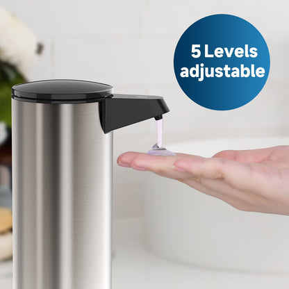 AIKE Automatic Stainless Steel Soap Dispenser with Infrared Sensor, 280ml Touchless Automatic Soap Dispenser USB Charging